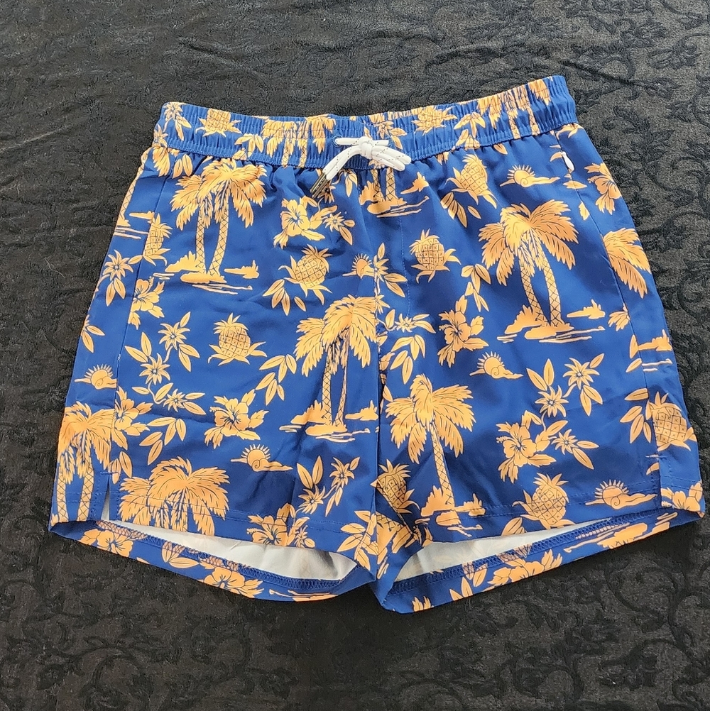 Tropical Blue and Orange Swim Shorts